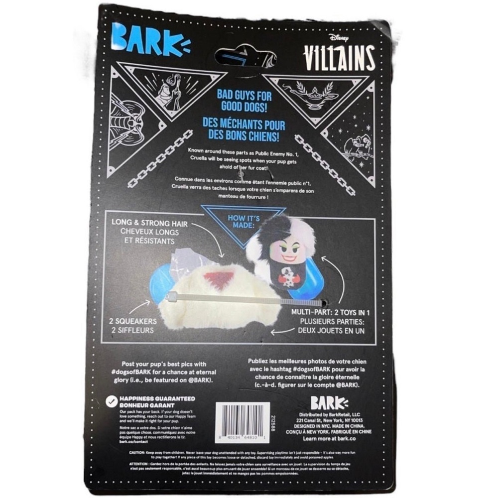Disney Bark Cruella De Vil Plush Dog Toy - Picture 3 of 3